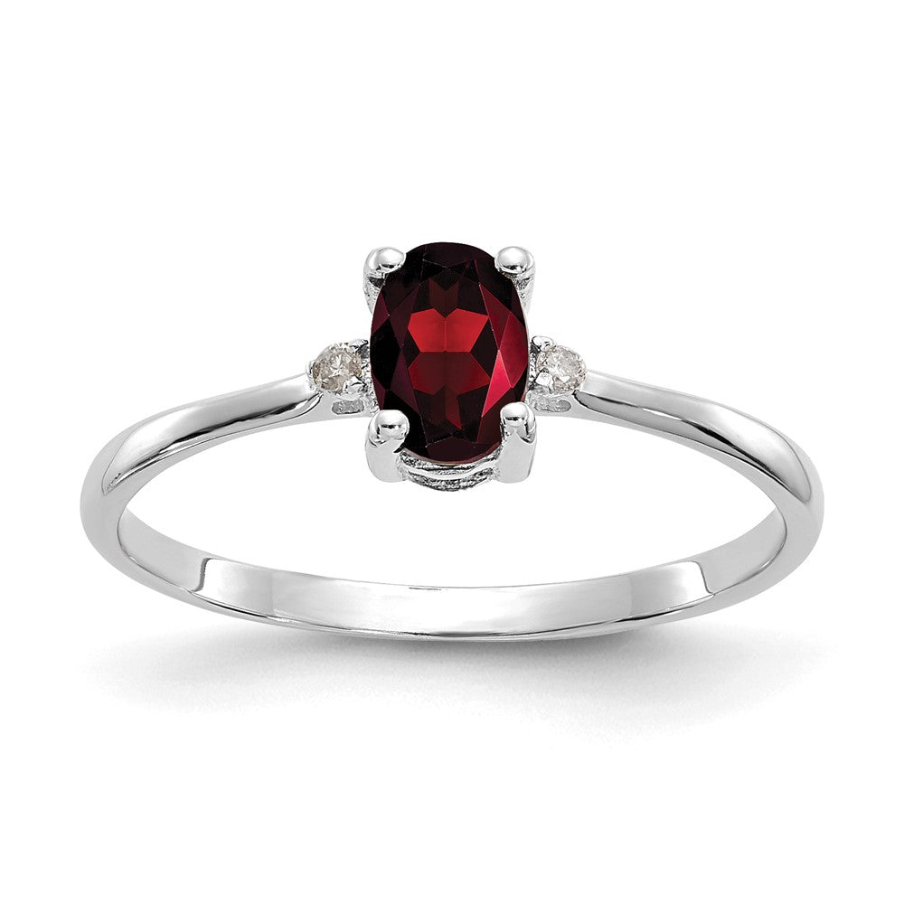Polished;14K White gold;Genuine;Diamond;Garnet