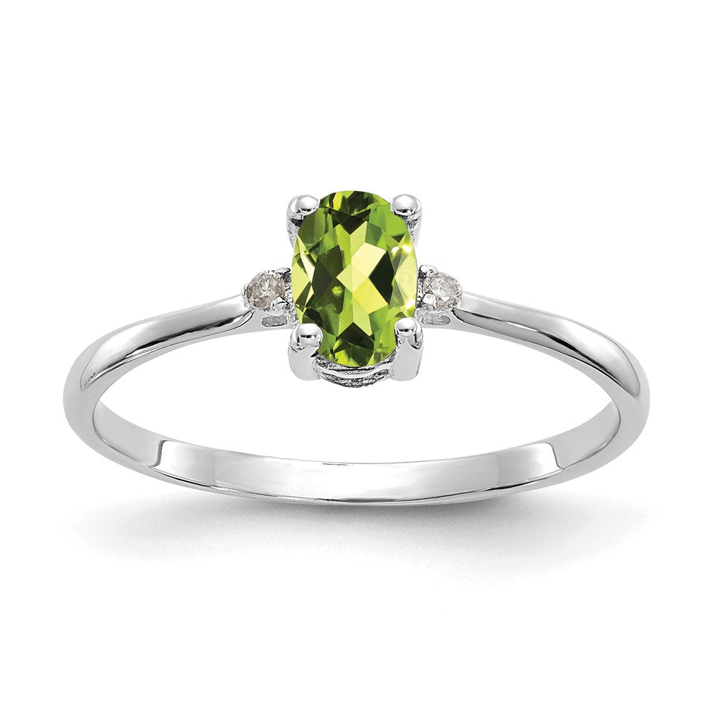 Polished;14K White gold;Genuine;Diamond;Peridot