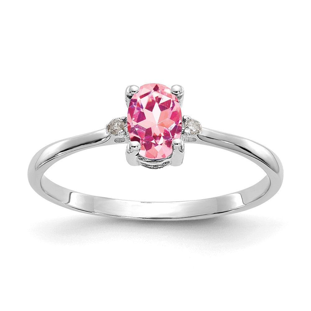 Polished;14K White gold;Genuine;Diamond;Pink tourmaline