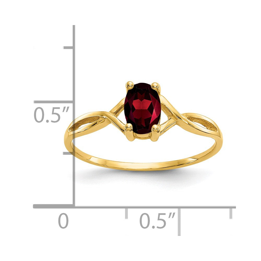 14k 6x4 Oval Garnet Birthstone Ring