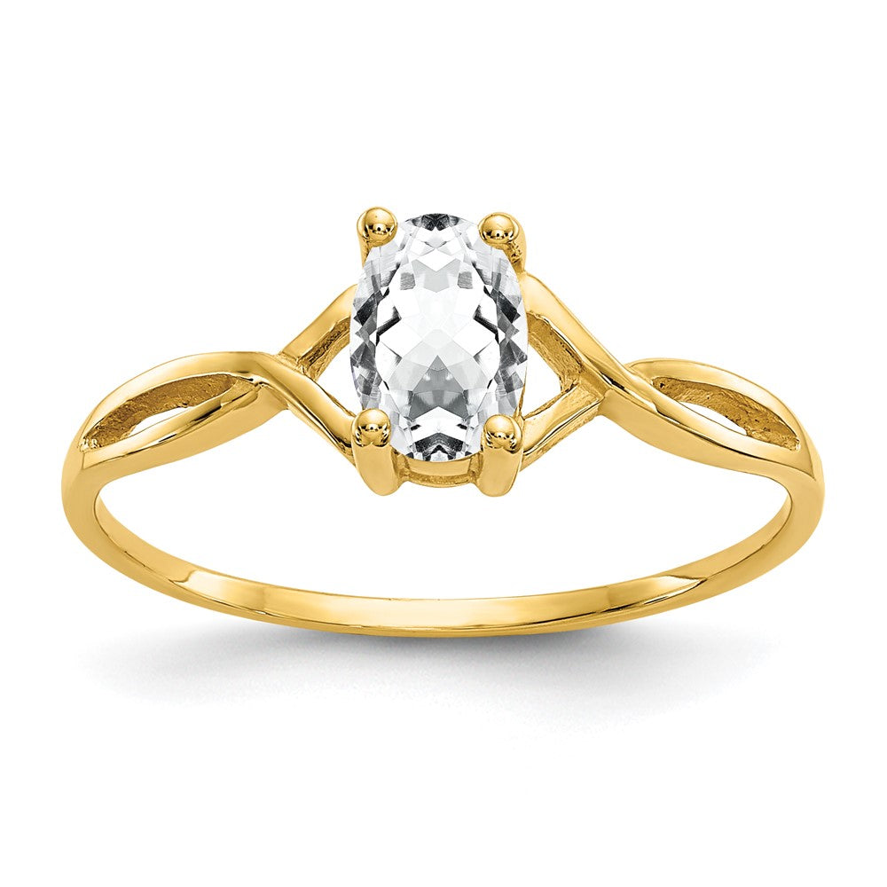 Polished;14k Yellow gold;Genuine;White topaz