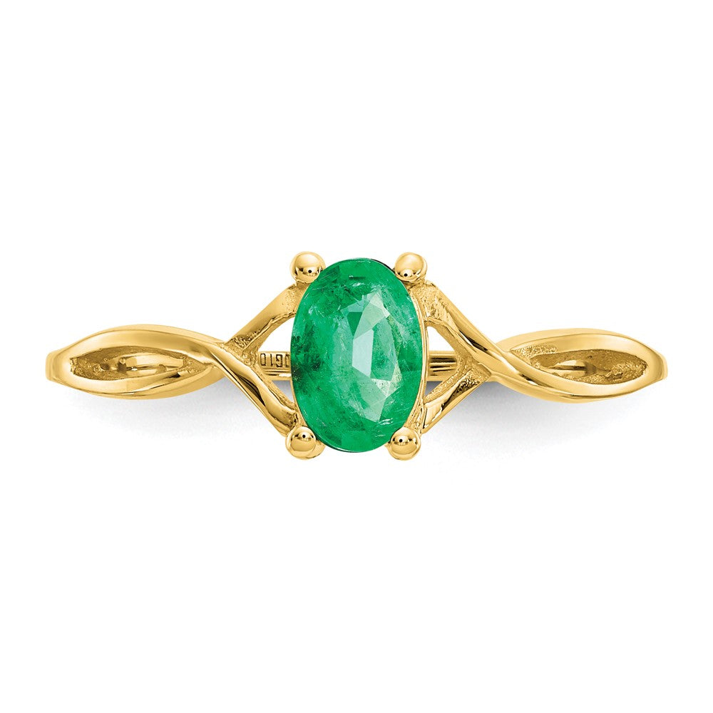 14k 6x4 Oval Emerald Birthstone Ring