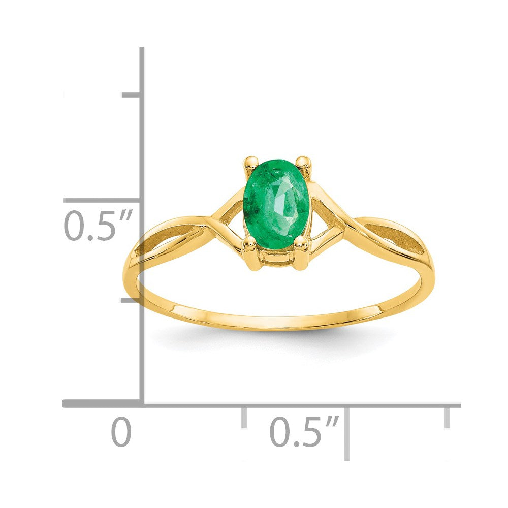 14k 6x4 Oval Emerald Birthstone Ring