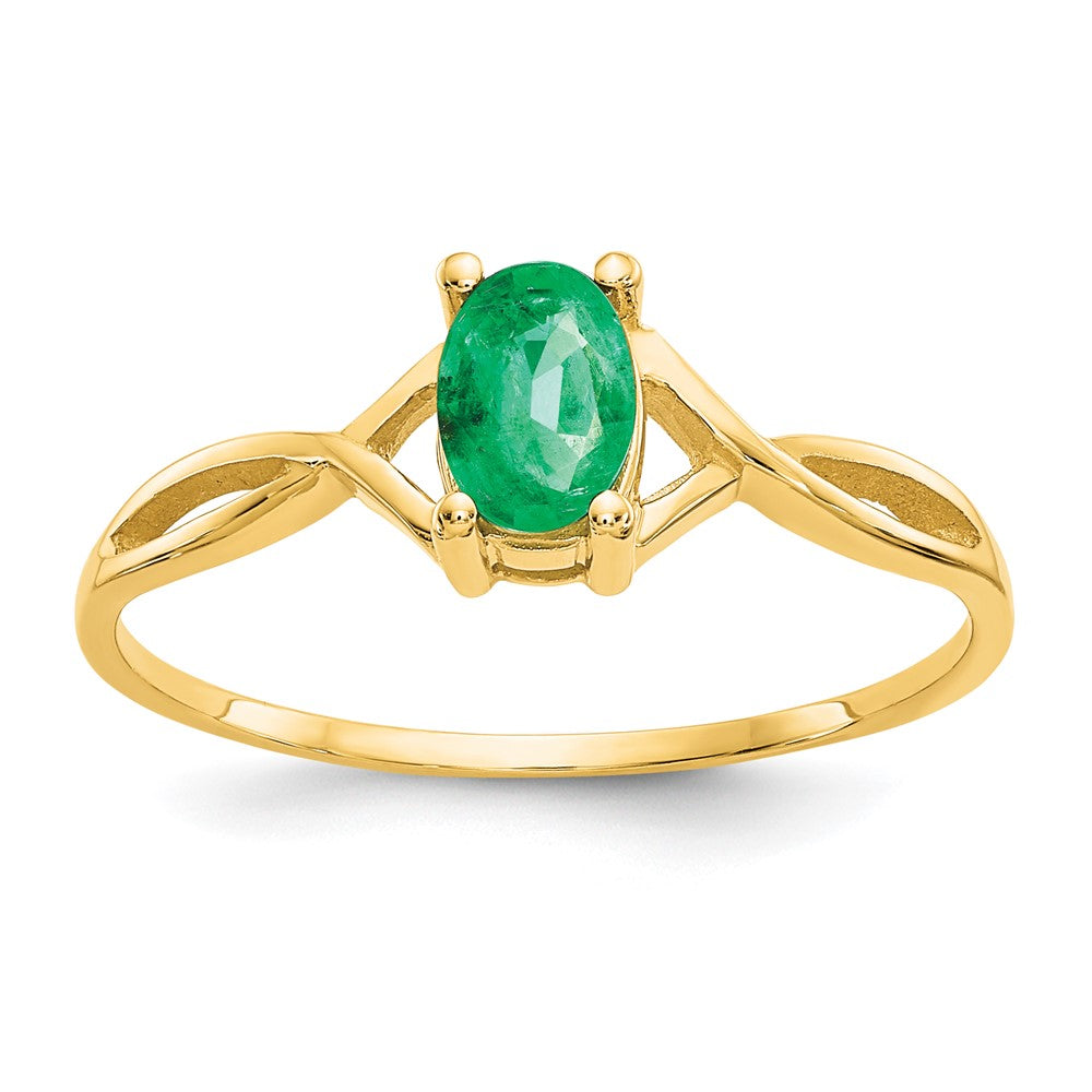 Polished;14k Yellow gold;Genuine;Emerald