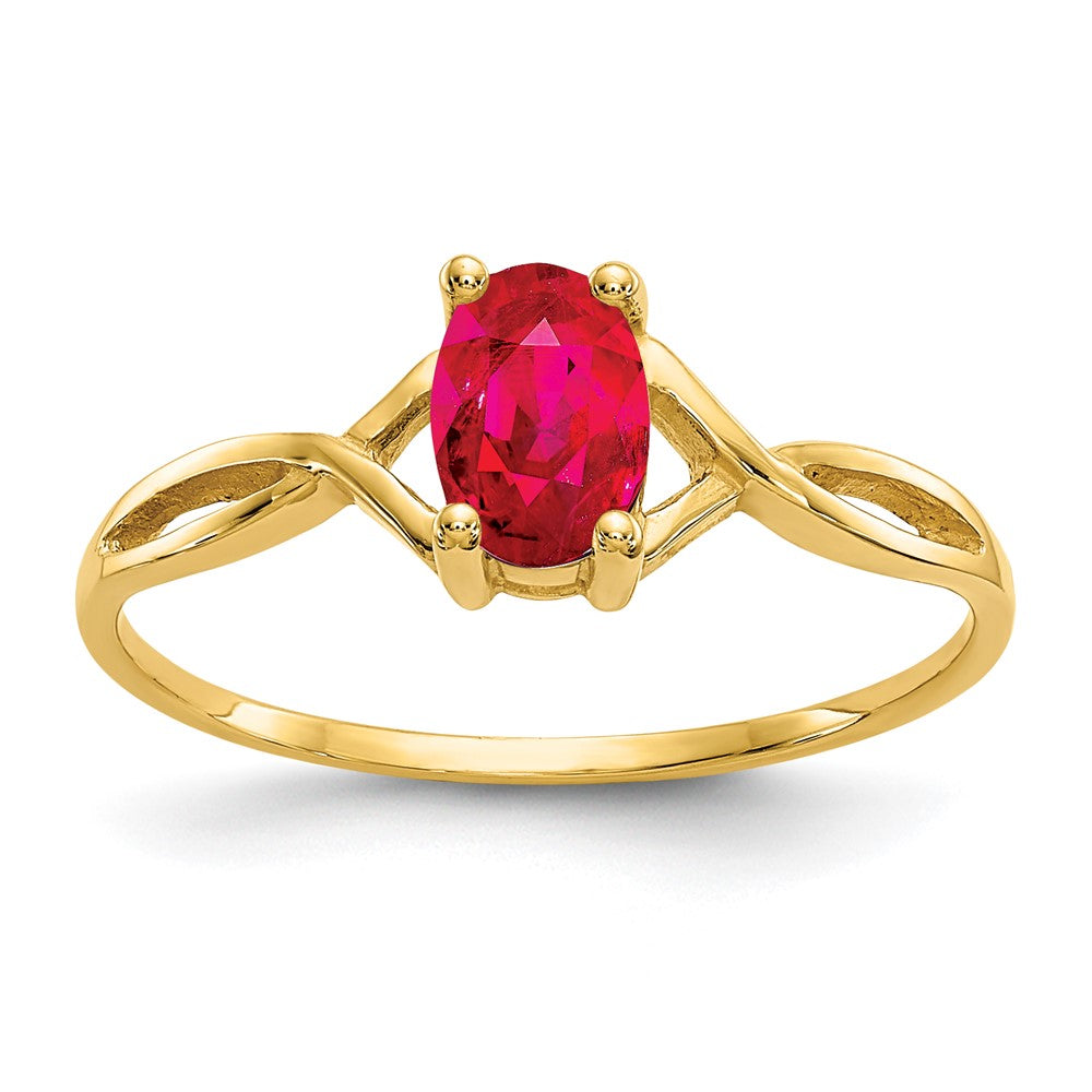 Polished;14k Yellow gold;Genuine;Ruby