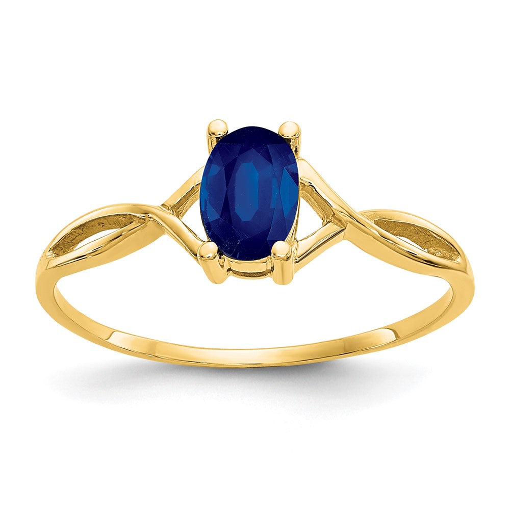 Polished;14k Yellow gold;Genuine;Sapphire