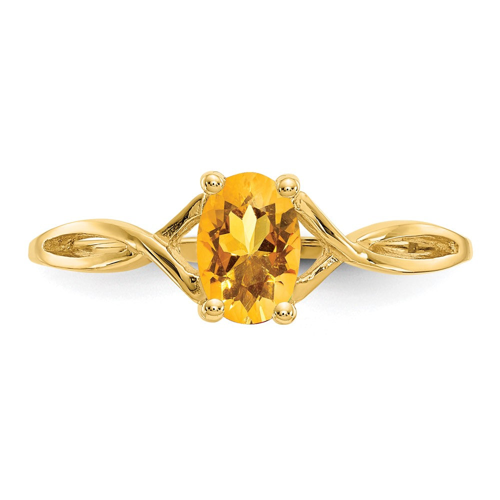 14k 6x4 Oval Citrine Birthstone Ring