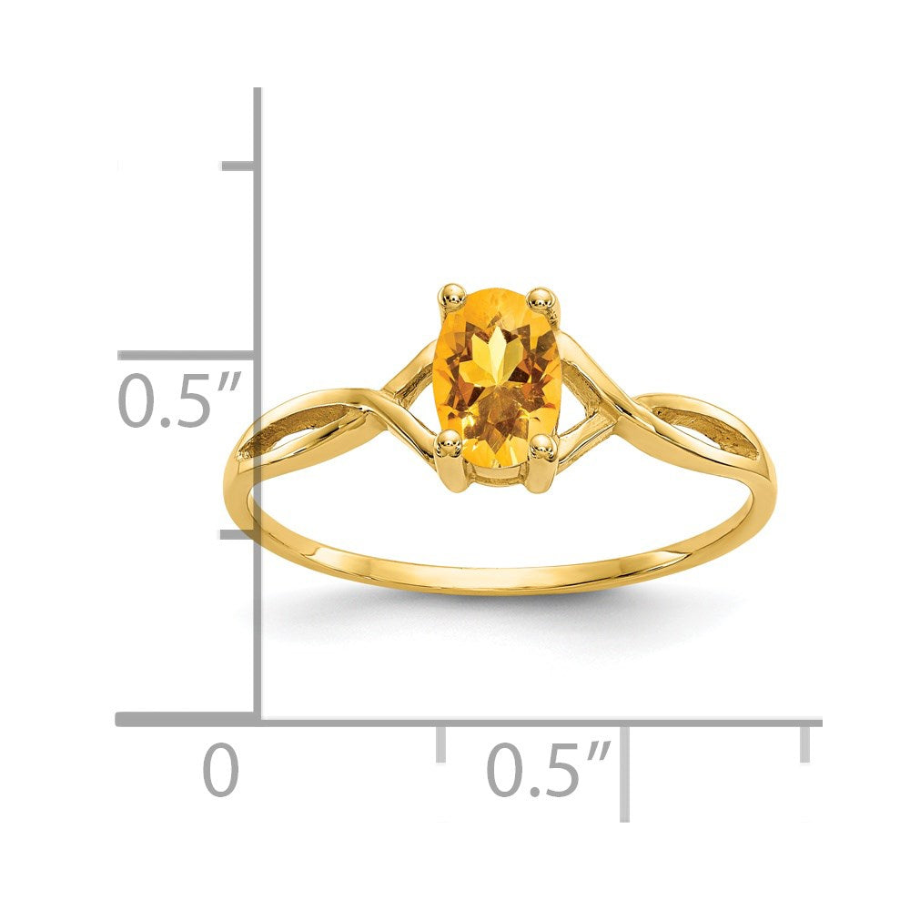 14k 6x4 Oval Citrine Birthstone Ring