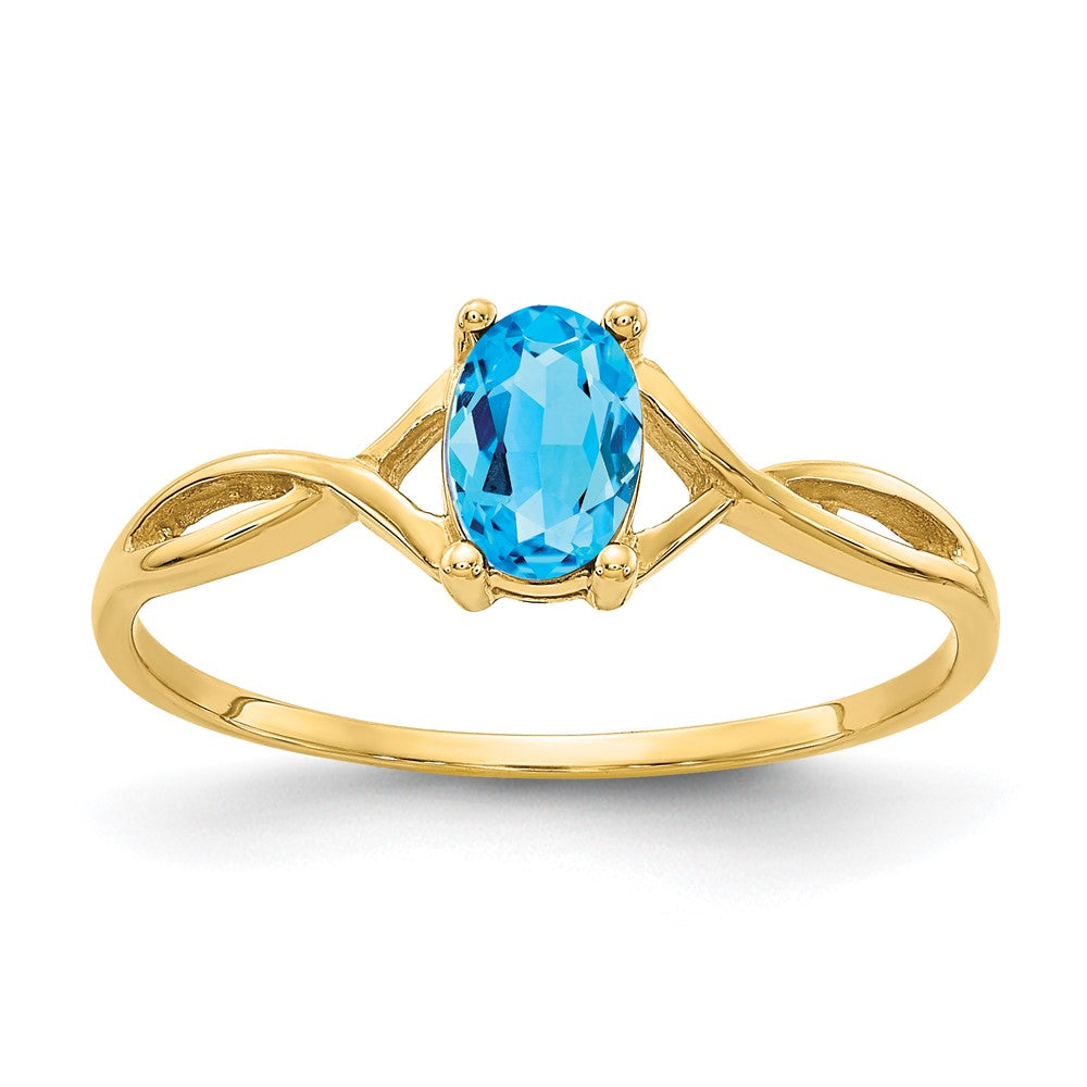 Polished;14k Yellow gold;Genuine;Blue topaz
