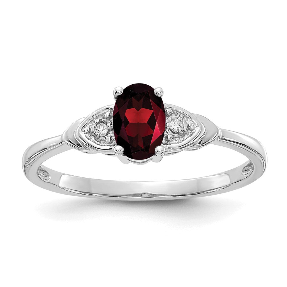 Polished;14K White gold;Genuine;Diamond;Garnet