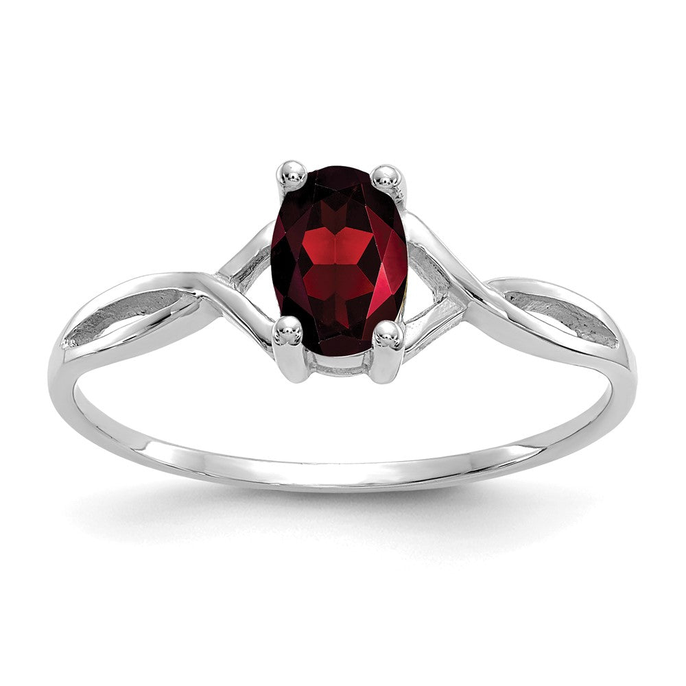 Polished;14K White gold;Genuine;Garnet