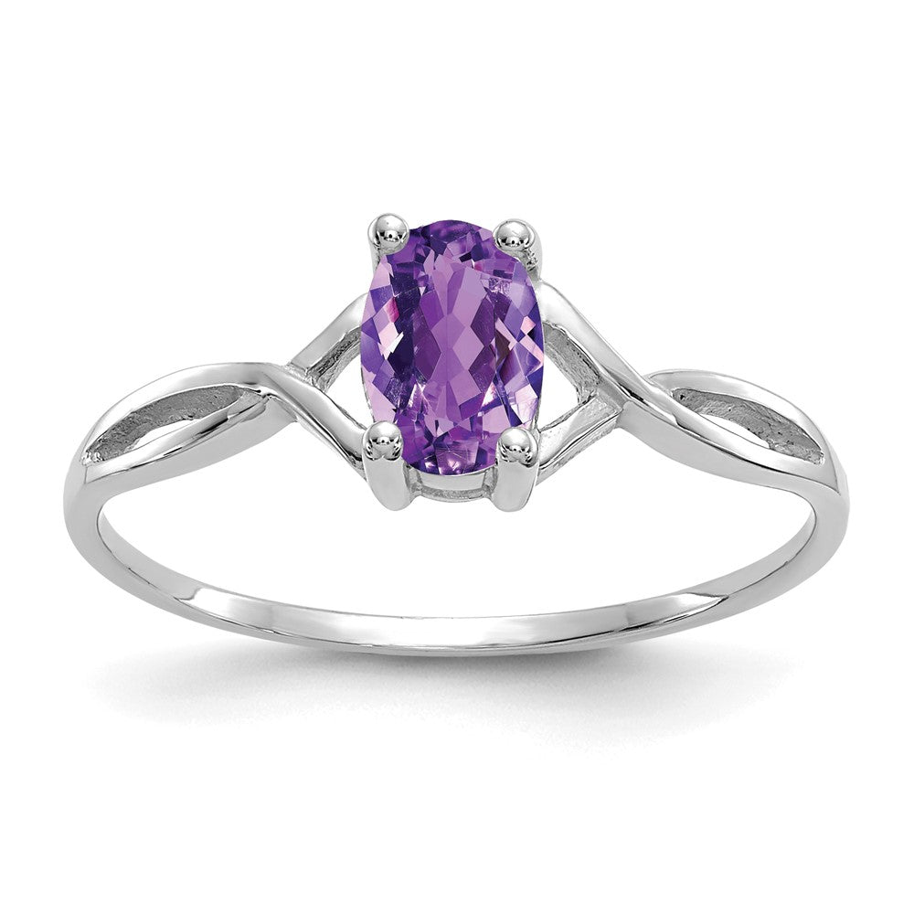 Polished;14K White gold;Genuine;Amethyst