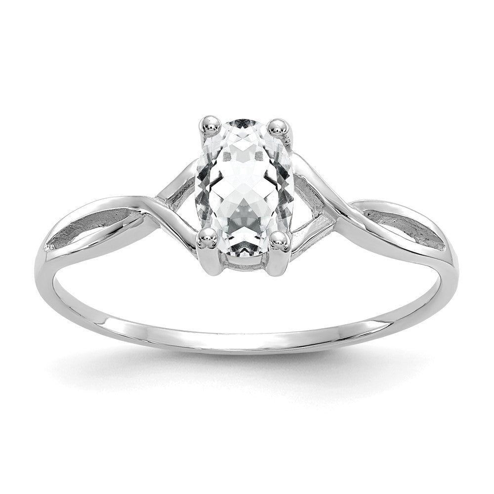 Polished;14K White gold;Genuine;White topaz
