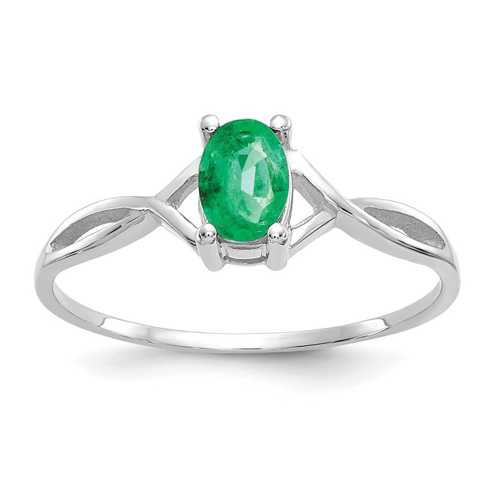 Polished;14K White gold;Genuine;Emerald