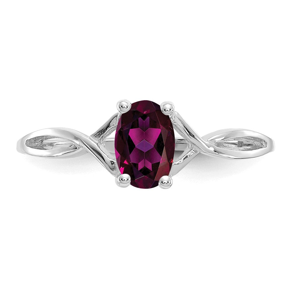 14k White Gold 6x4 Oval Rhodolite Garnet Birthstone Ring