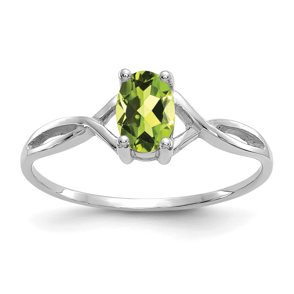 Polished;14K White gold;Genuine;Peridot