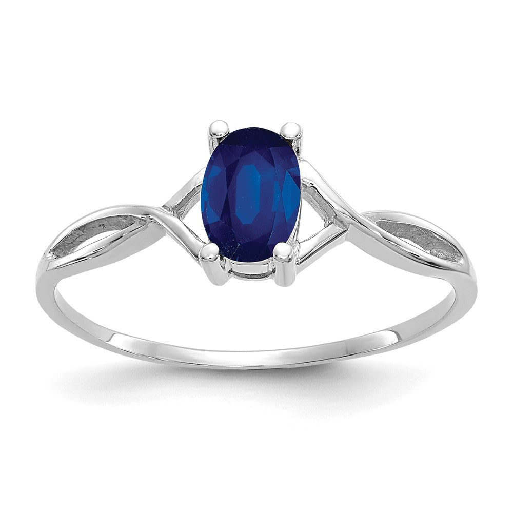 Polished;14K White gold;Genuine;Sapphire