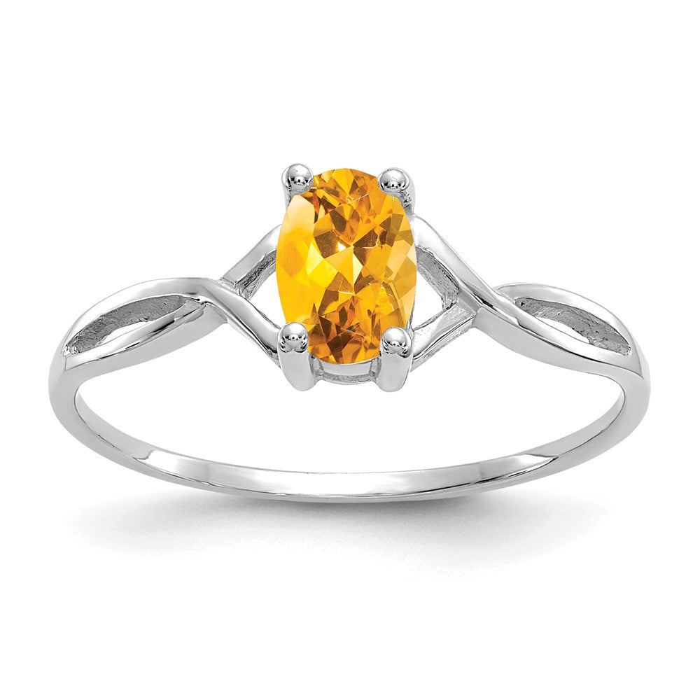 Polished;14K White gold;Genuine;Citrine