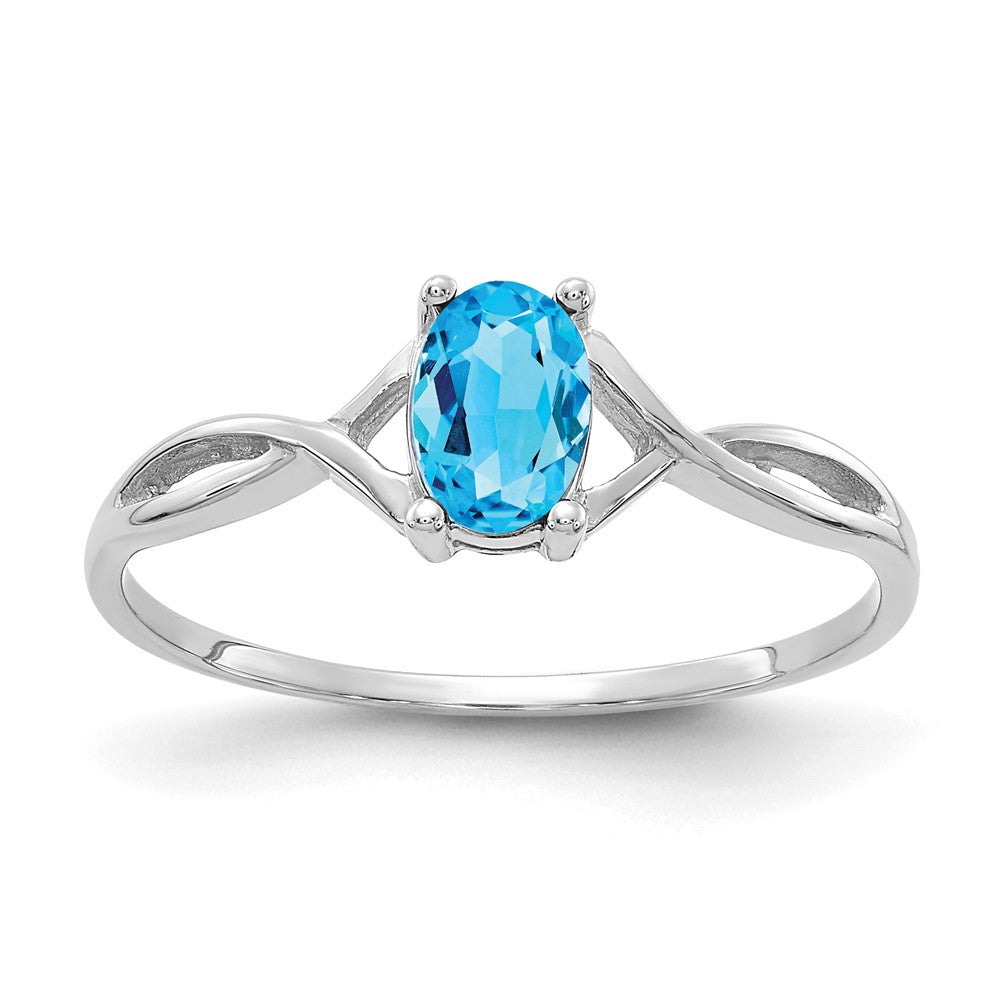 Polished;14K White gold;Genuine;Blue topaz
