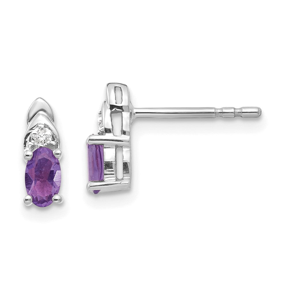 Polished;14K White gold;Genuine;Amethyst;Diamond
