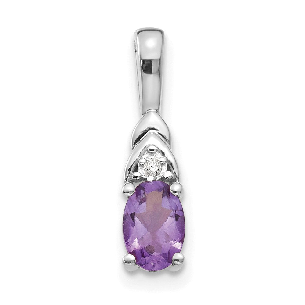Polished;14K White gold;Genuine;Amethyst;Diamond