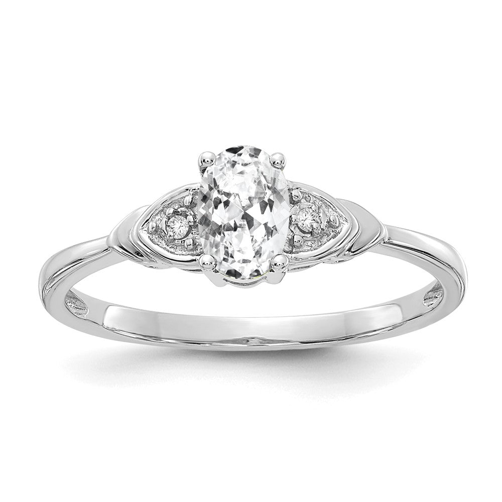 Polished;14K White gold;Genuine;Diamond;White topaz