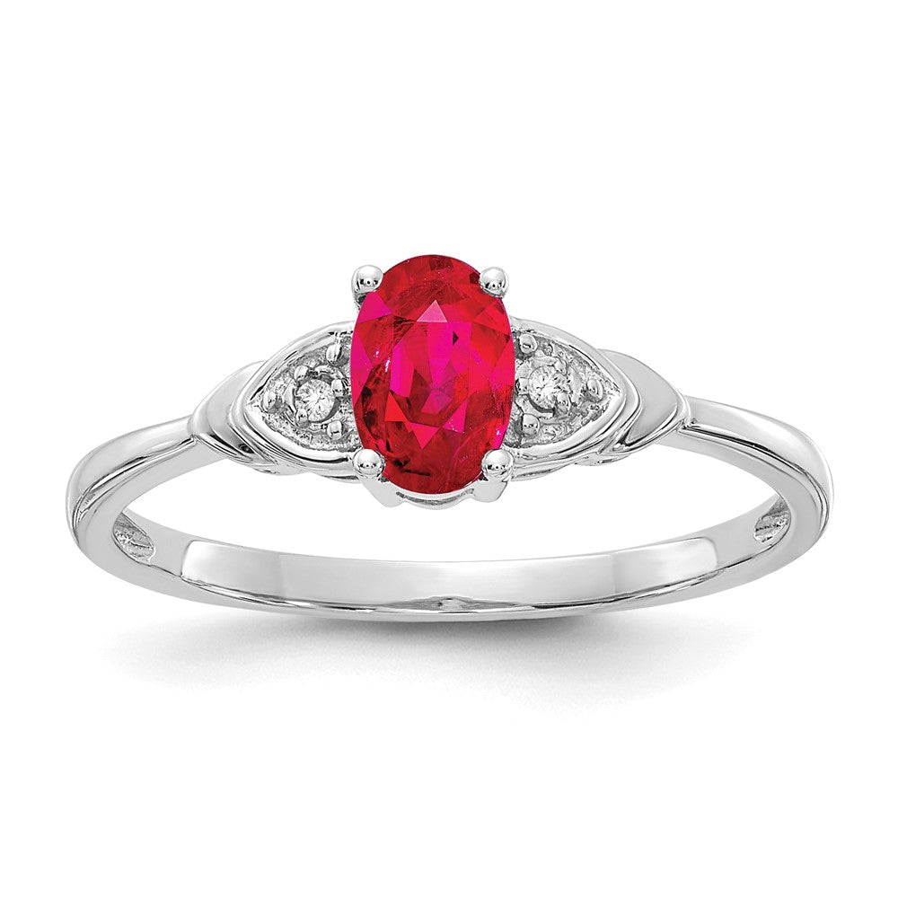 Polished;14K White gold;Genuine;Diamond;Ruby