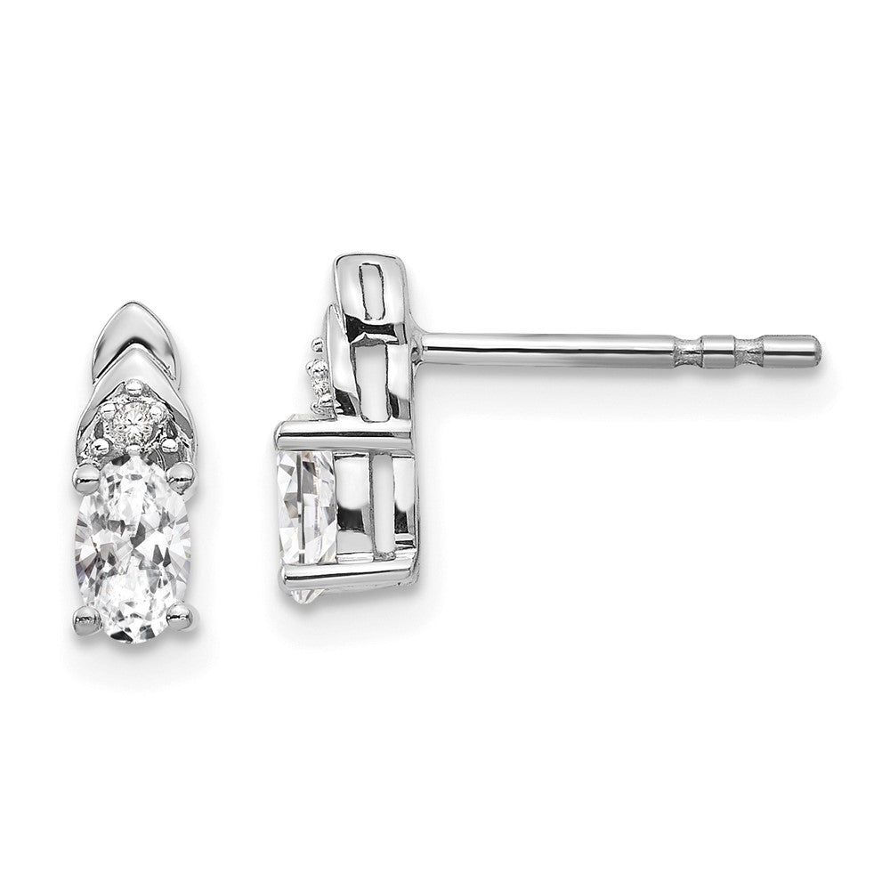 Polished;14K White gold;Genuine;Diamond;White topaz