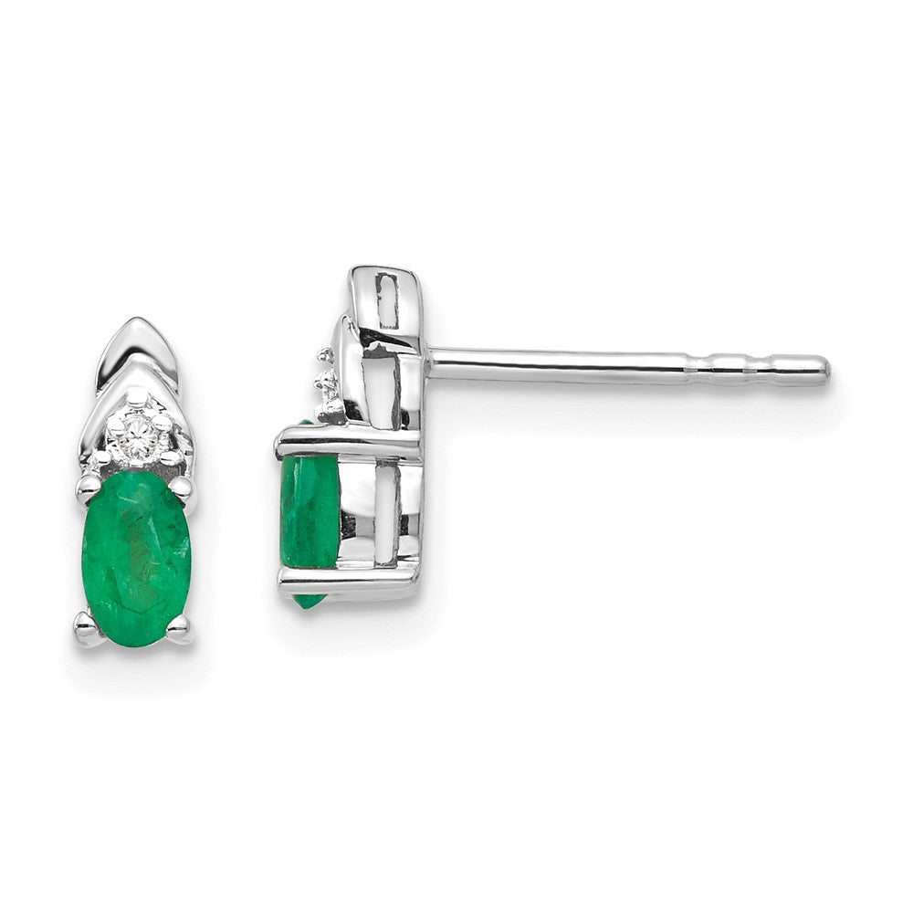 Polished;14K White gold;Genuine;Diamond;Emerald