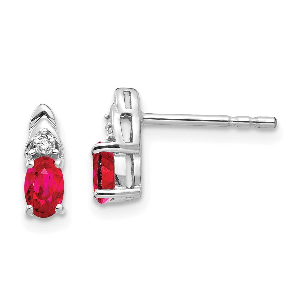 Polished;14K White gold;Genuine;Diamond;Ruby