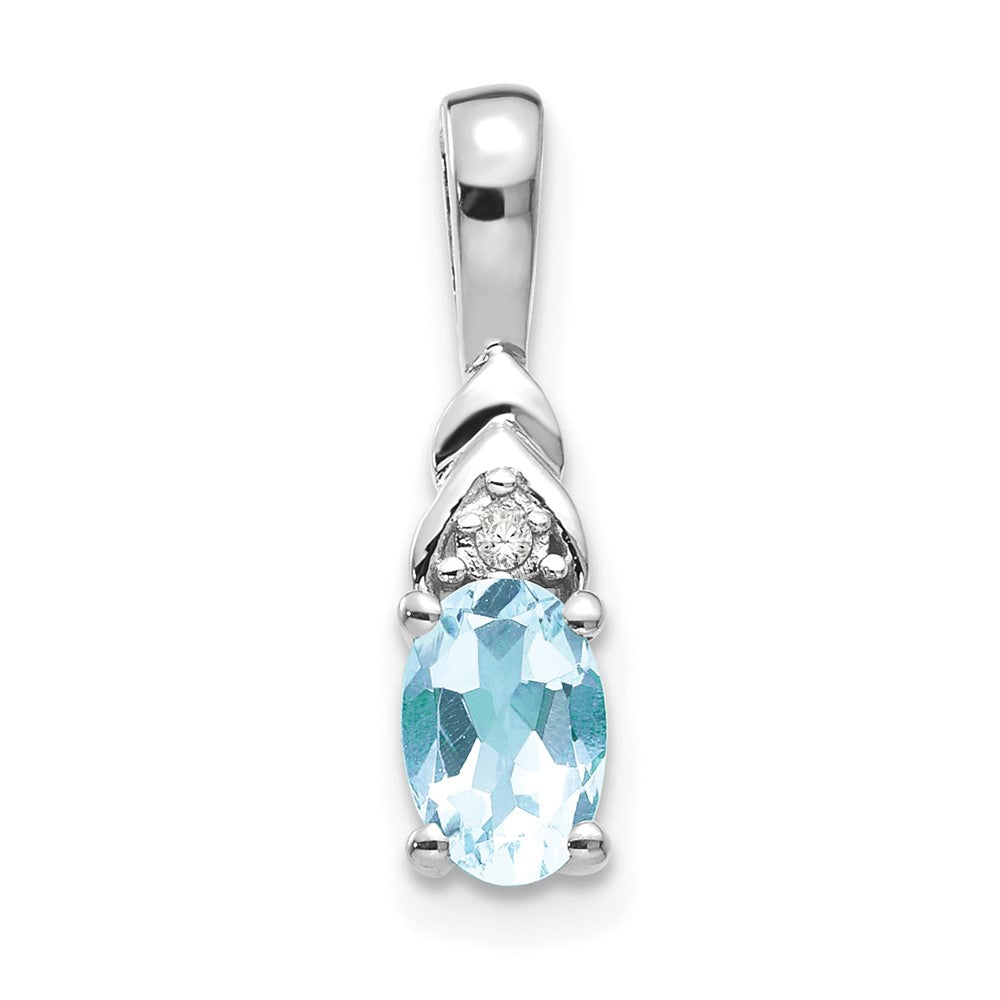 Polished;14K White gold;Genuine;Aquamarine;Diamond