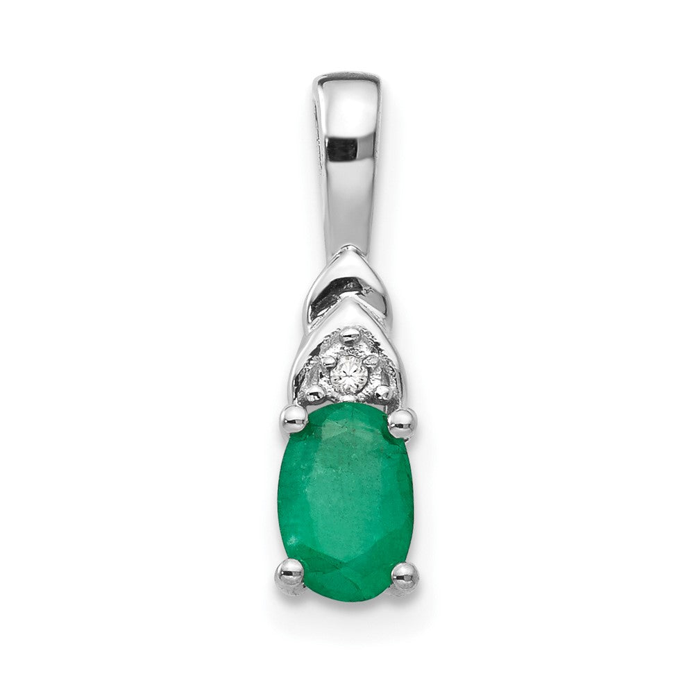 Polished;14K White gold;Genuine;Diamond;Emerald