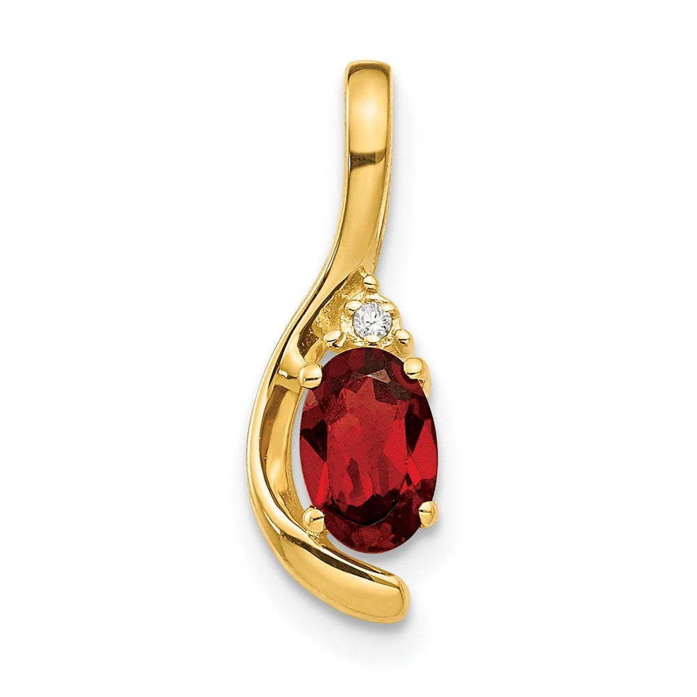 Polished;14k Yellow gold;Open back;Genuine;Diamond;Garnet;Prong set;Oval;Chain slide