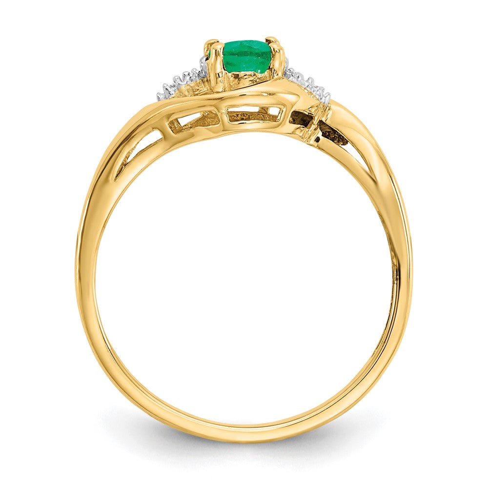 14k 6x4 Oval May/Emerald and Diamond Ring