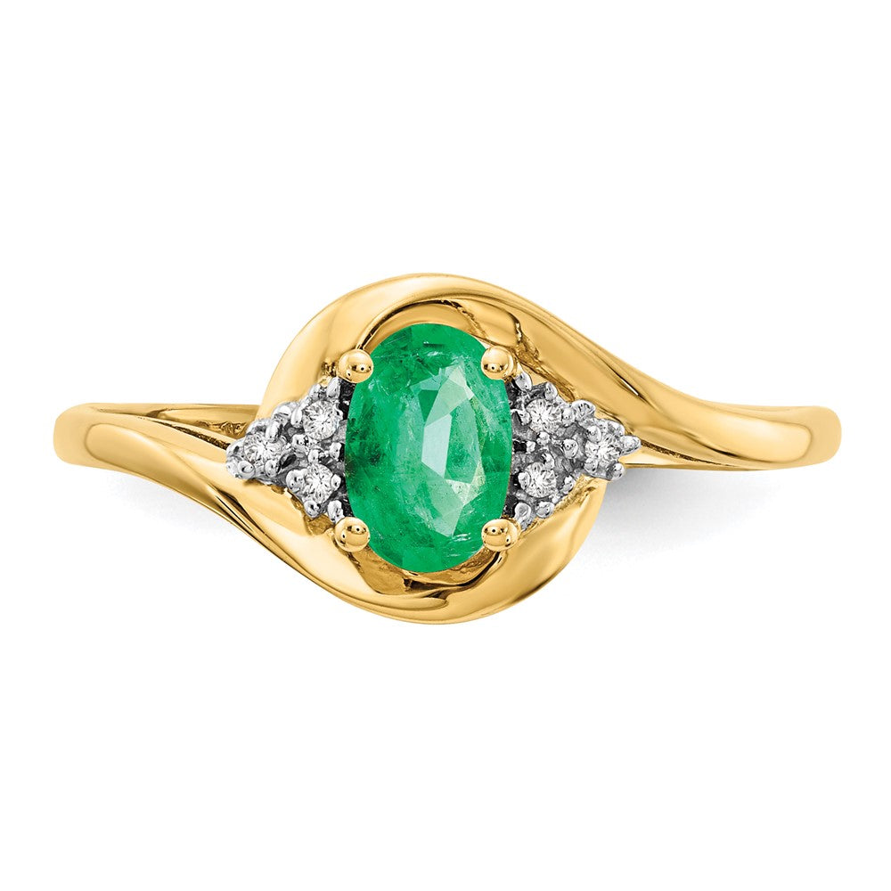 14k 6x4 Oval May/Emerald and Diamond Ring