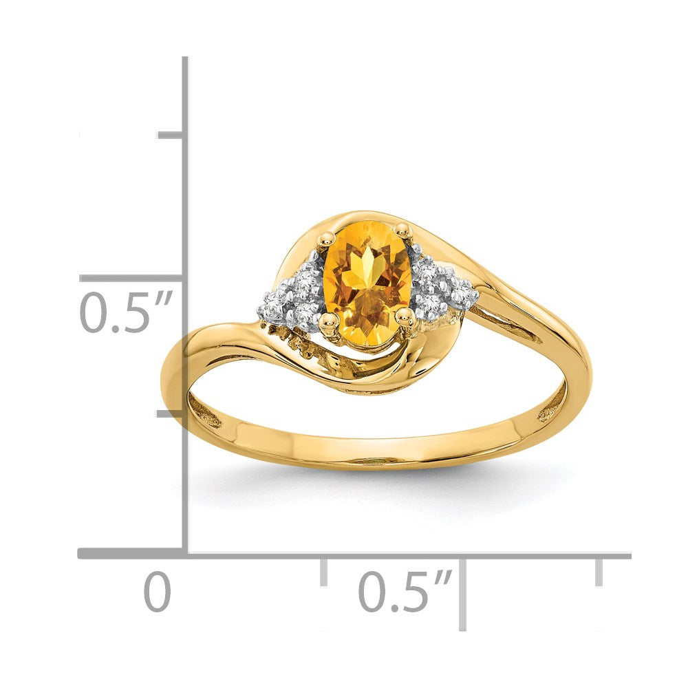 14k 6x4 Oval November/Citrine and Diamond Ring