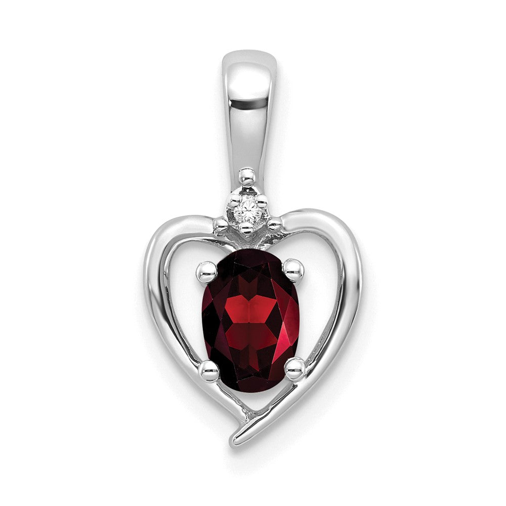 Polished;14K White gold;Open back;Genuine;Diamond;Garnet;Prong set;Oval;Chain slide