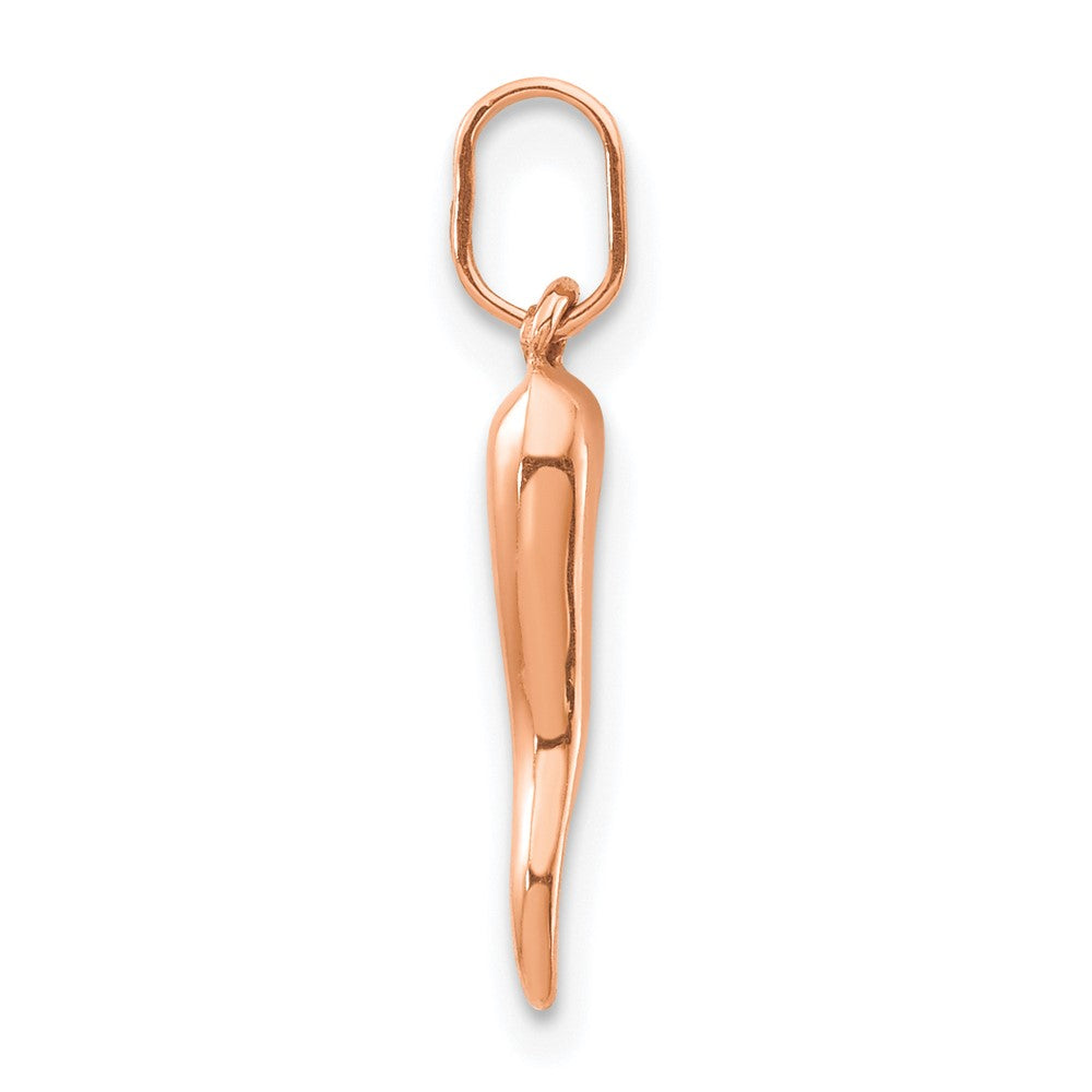 14k Rose Gold 3-D Italian Horn Charm