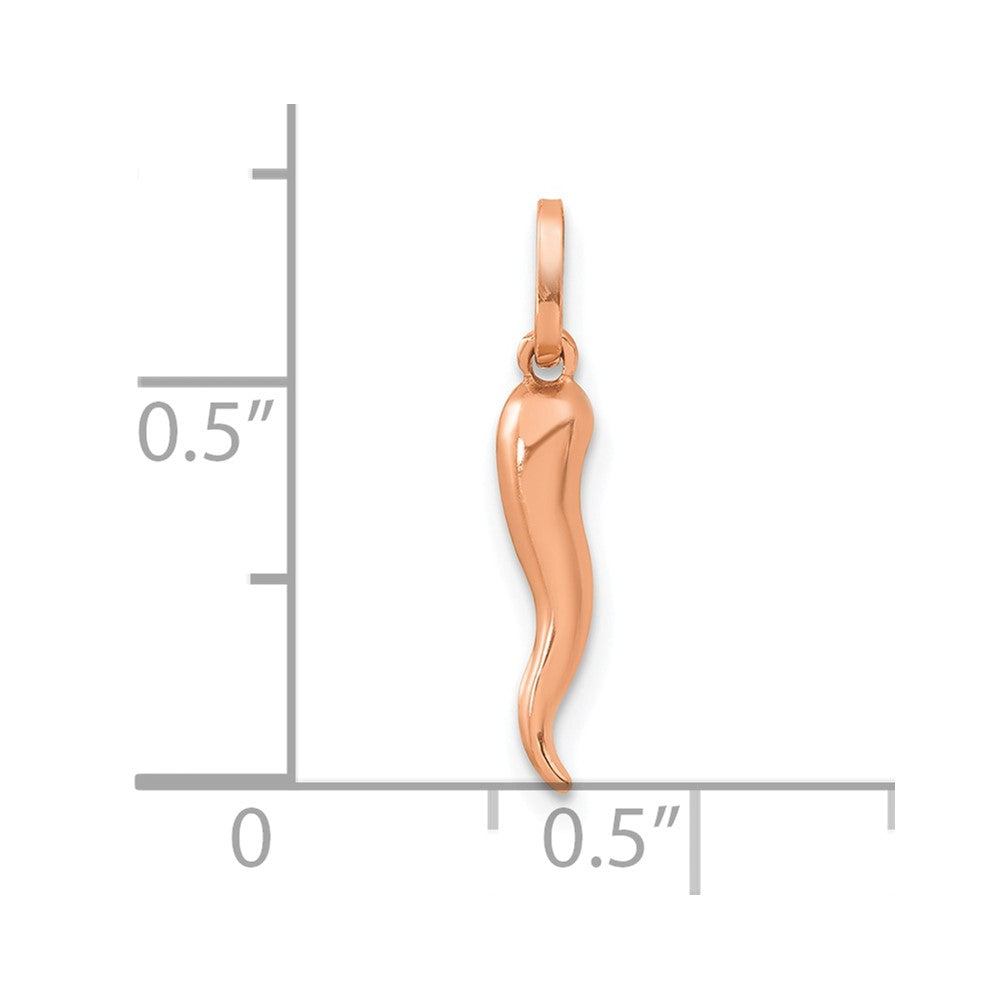 14k Rose Gold 3-D Italian Horn Charm