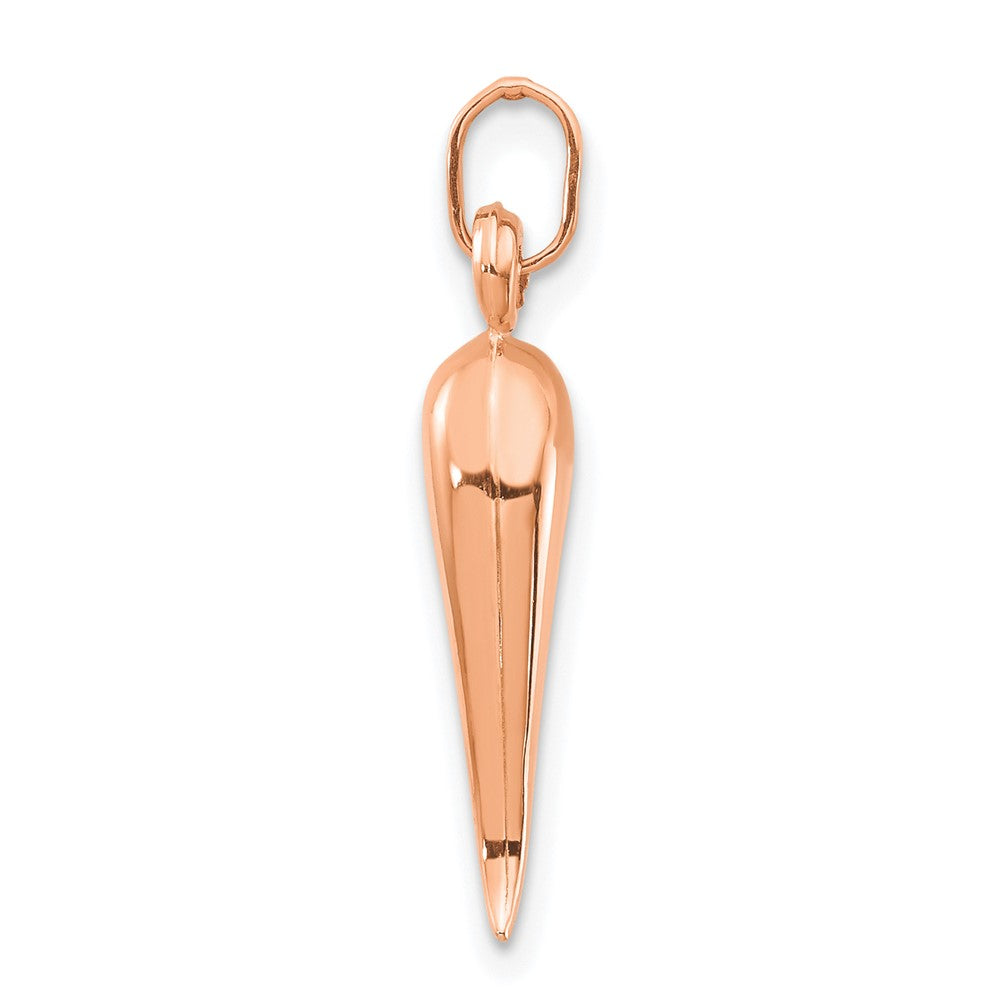 14k Rose Gold 3-D Italian Horn Charm