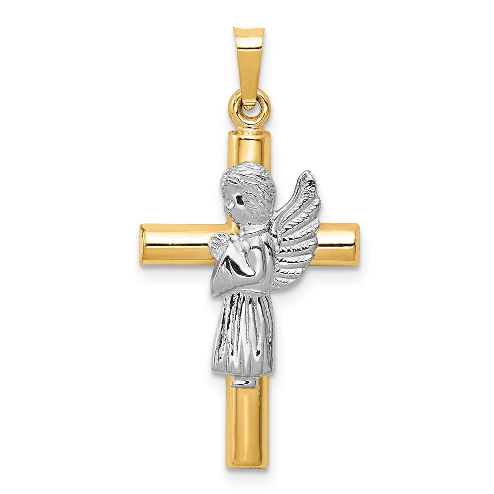 Polished;Die struck;14K Two-tone;Flat back;Hollow;Polished back