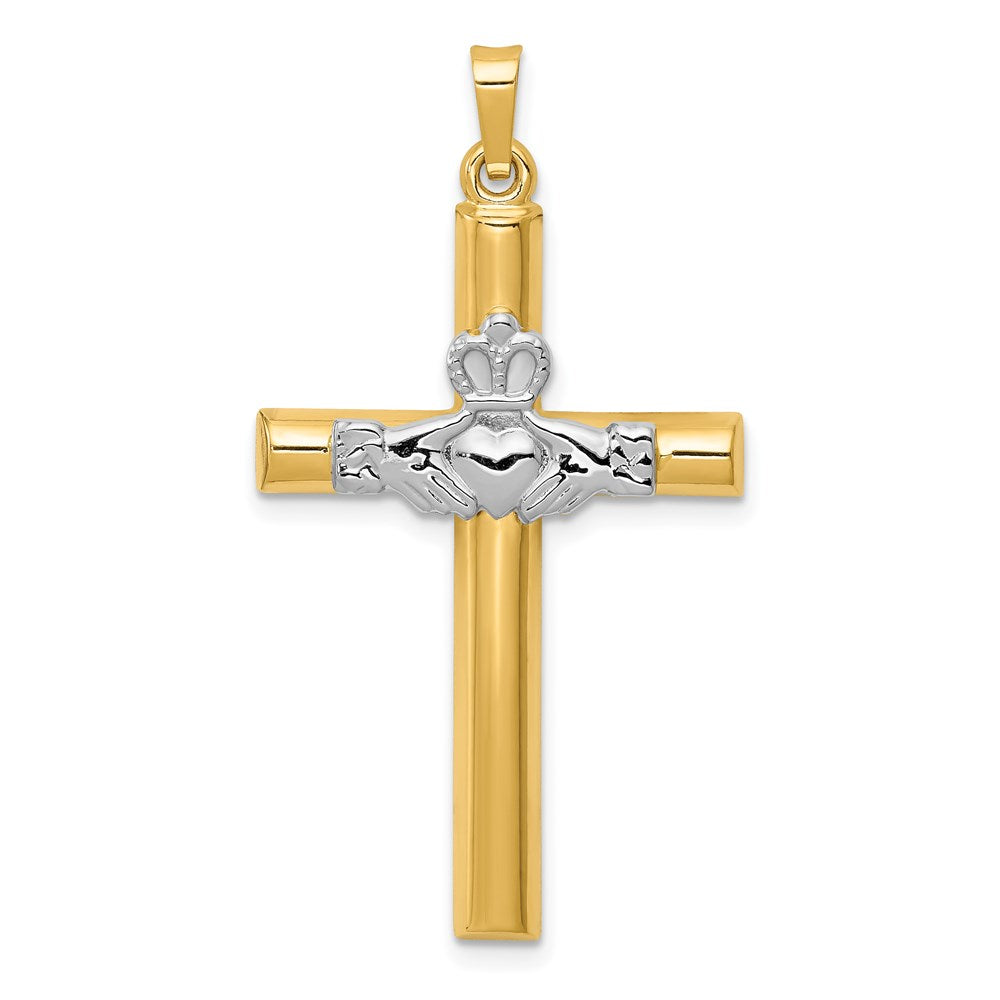 Polished;Die struck;14K Two-tone;Flat back;Hollow;Polished back