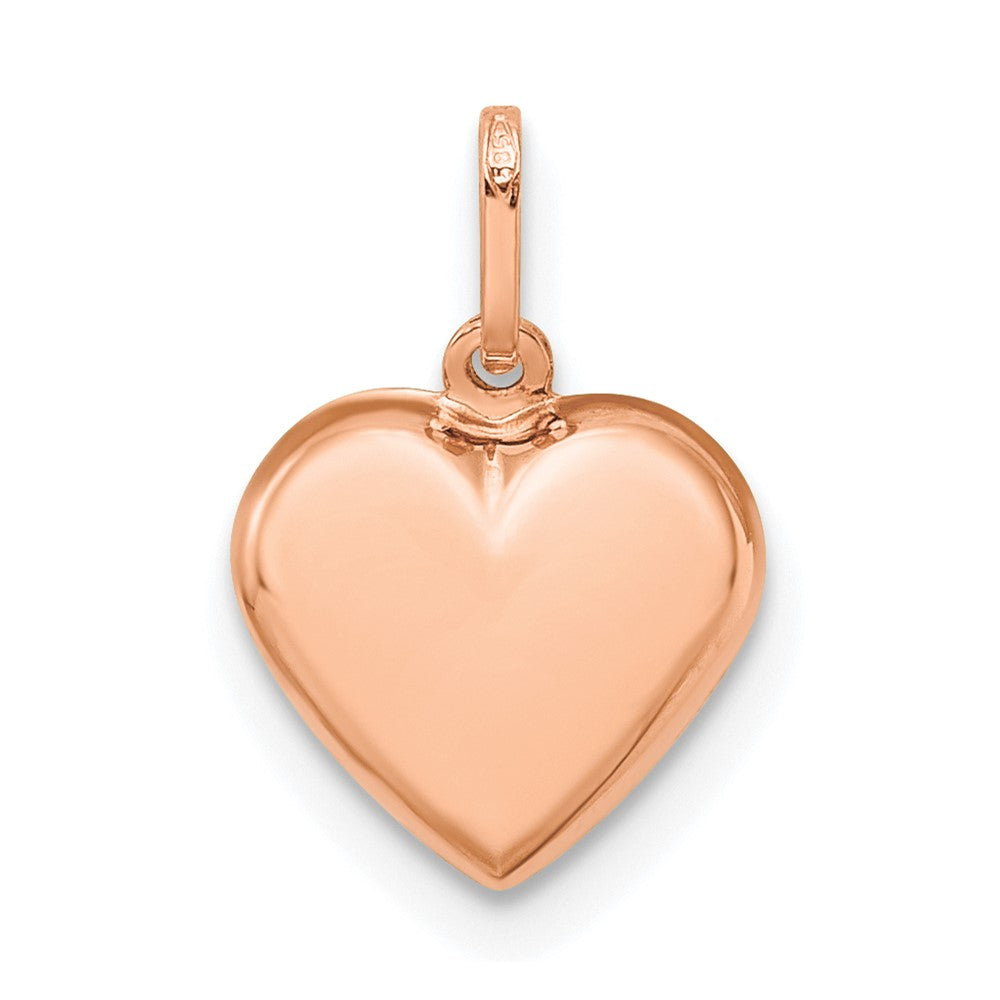14K Rose Gold Polished 3-D Puffed Heart Pendant