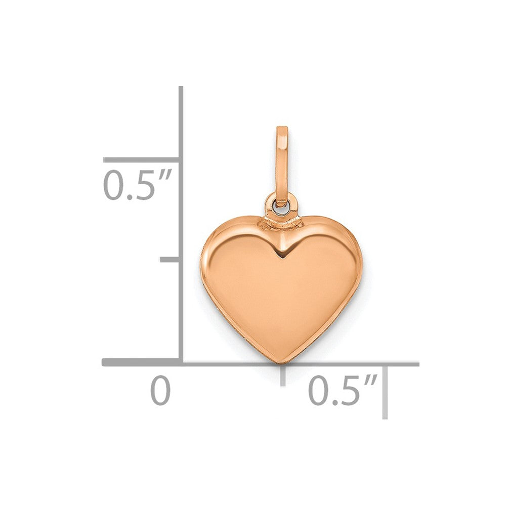 14K Rose Gold Polished 3-D Puffed Heart Pendant