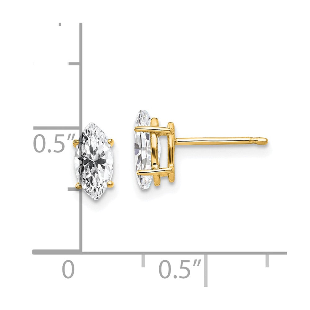 14k 8x4mm Marquise Cubic Zirconia Post Earrings