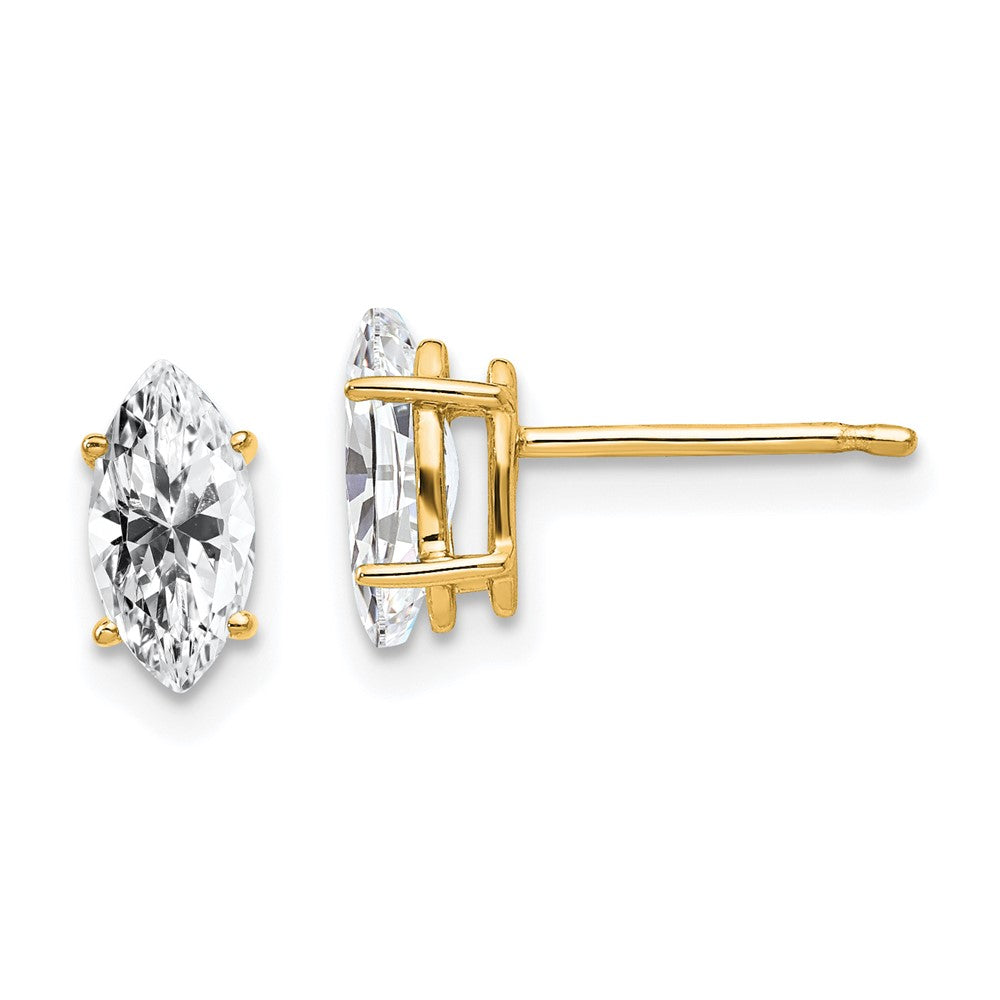 14k Yellow gold;Post;CZ