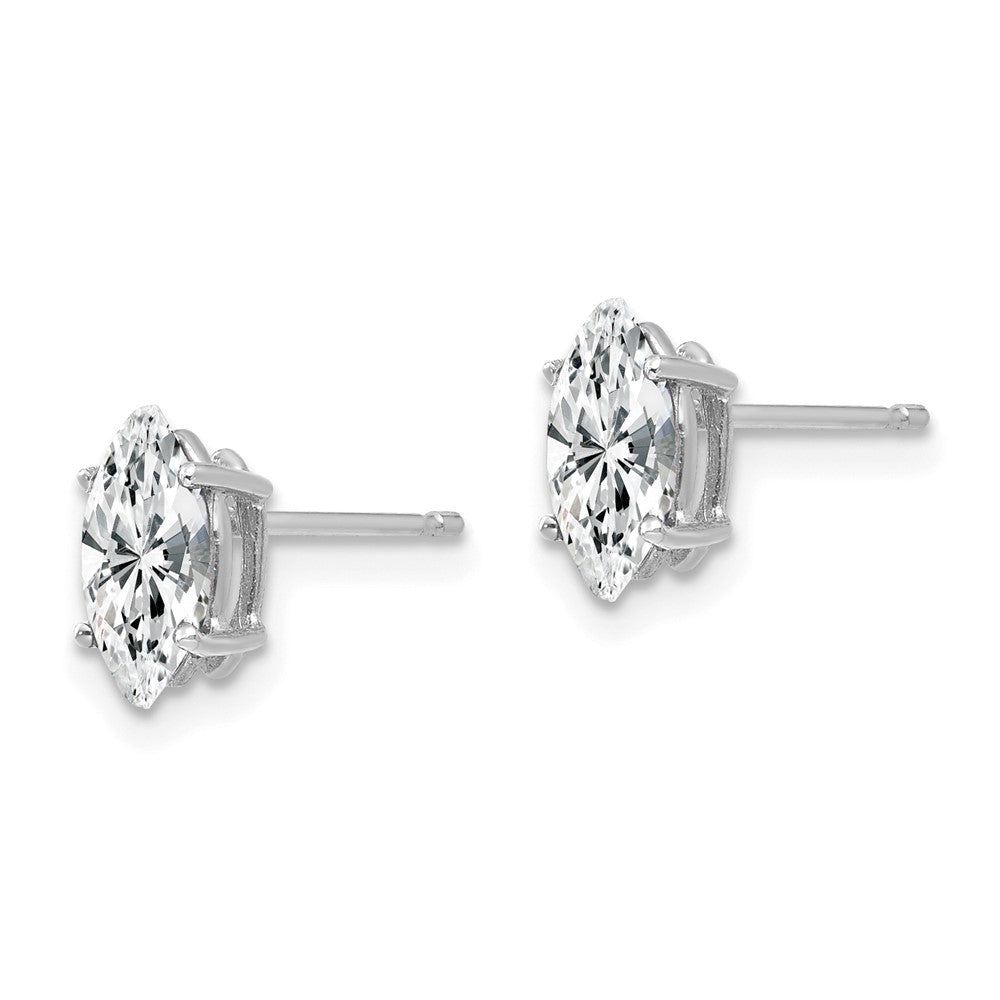 14k White Gold 8x4mm Marquise Cubic Zirconia Post Earrings