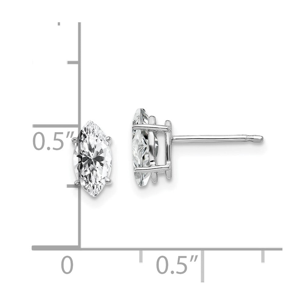 14k White Gold 8x4mm Marquise Cubic Zirconia Post Earrings