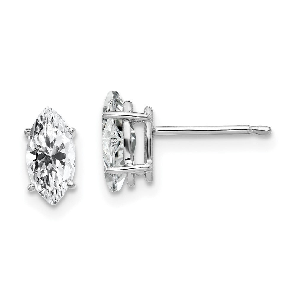 Polished;14K White gold;Post;CZ