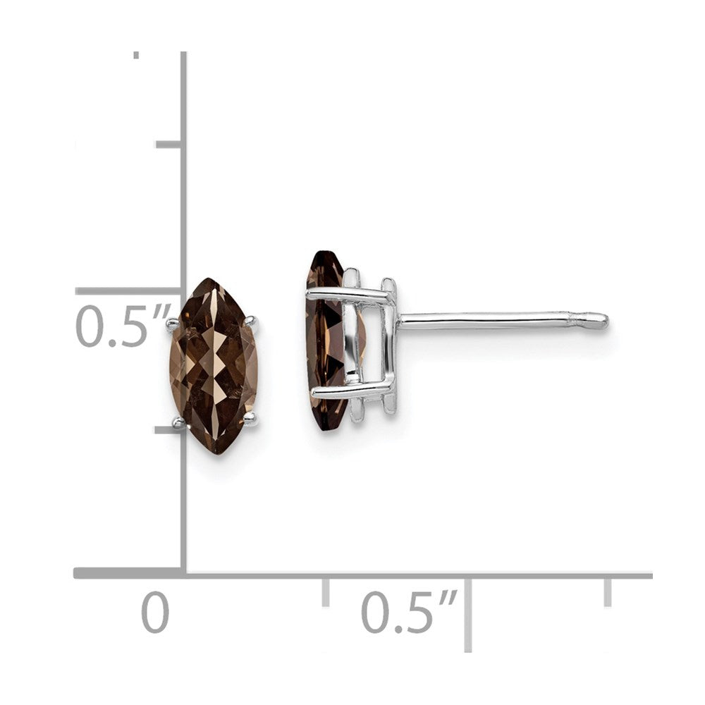 14k White Gold 8x4mm Marquise Smoky Quartz Post Earrings